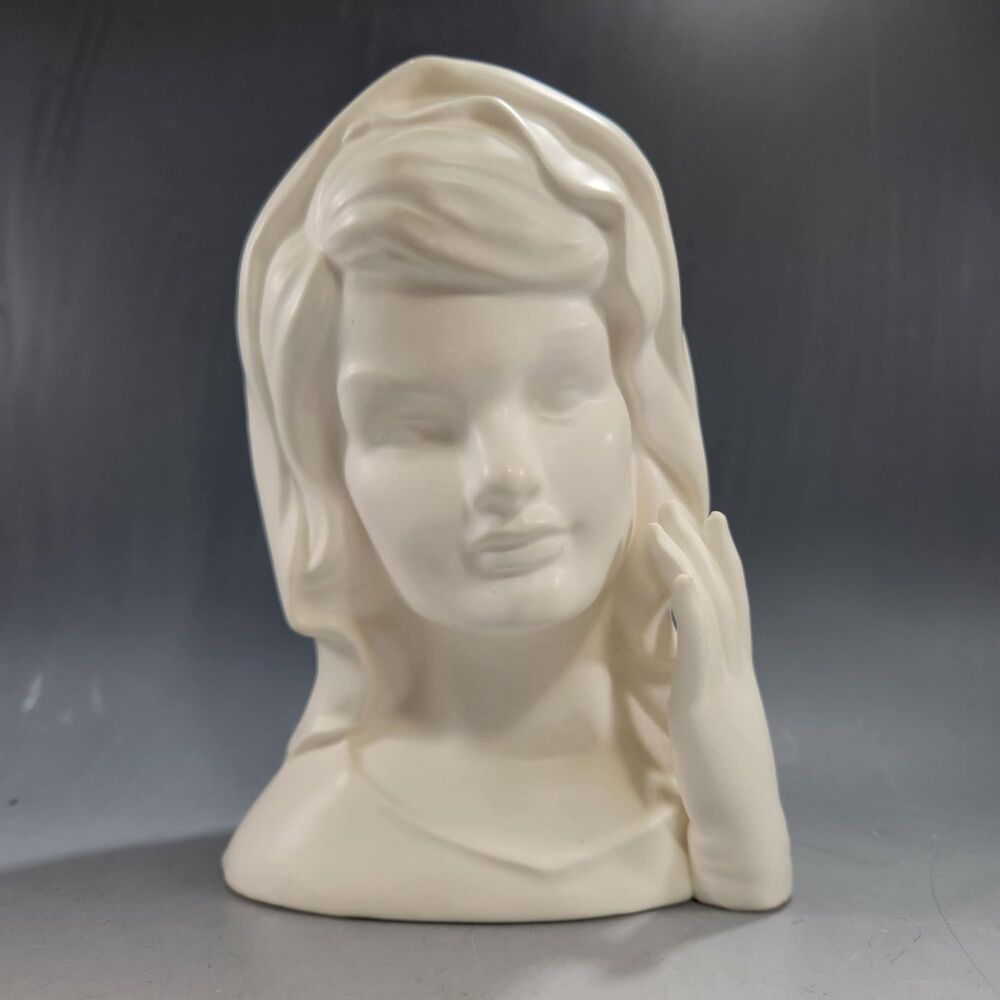 Jackie Kennedy in Mourning Head Vase 1964 White Porcelain Planter Inarco Japan